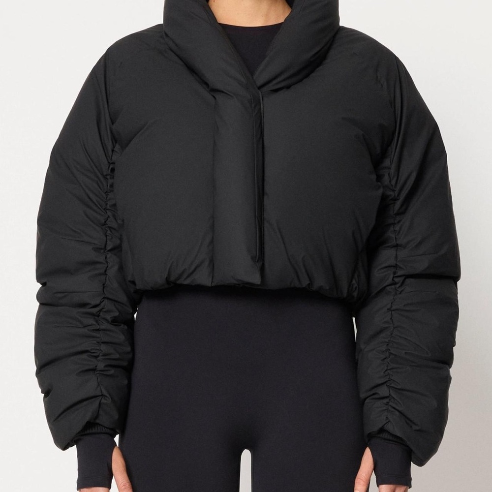 Cropped Black Puffer Jacket for Women